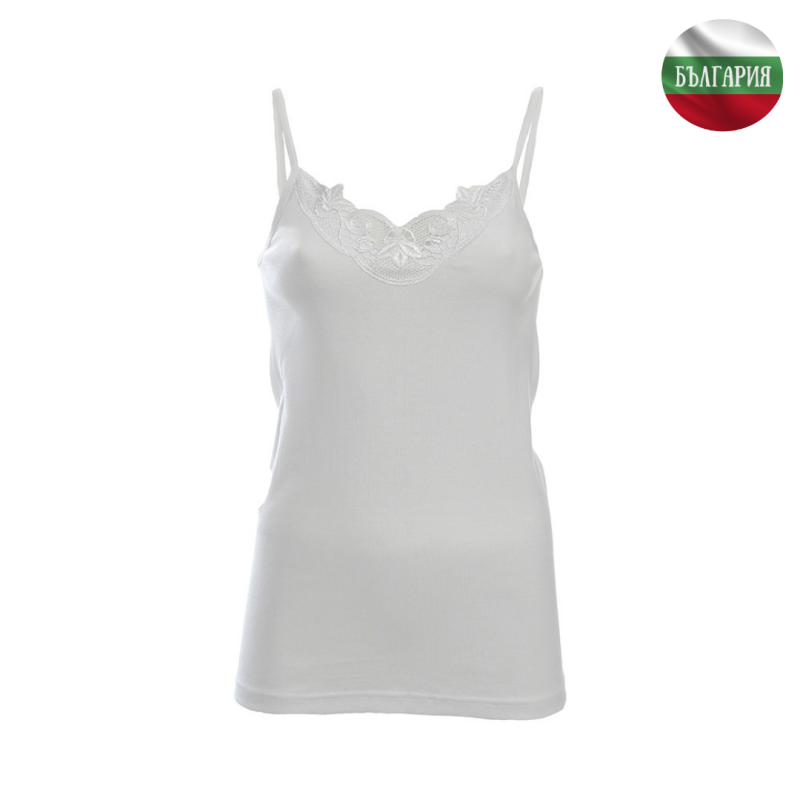Дамски корсаж - Тънка презрамка с дантела - Рипс - Бял - L - 060723 Дамски корсаж - Тънка презрамка с дантела - Рипс - Бял - L - 060723 - Бельо