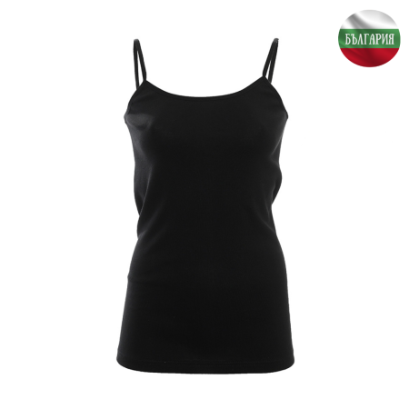 Дамски корсаж - Тънка презрамка с ластик - Рипс - Черен - L - 060773